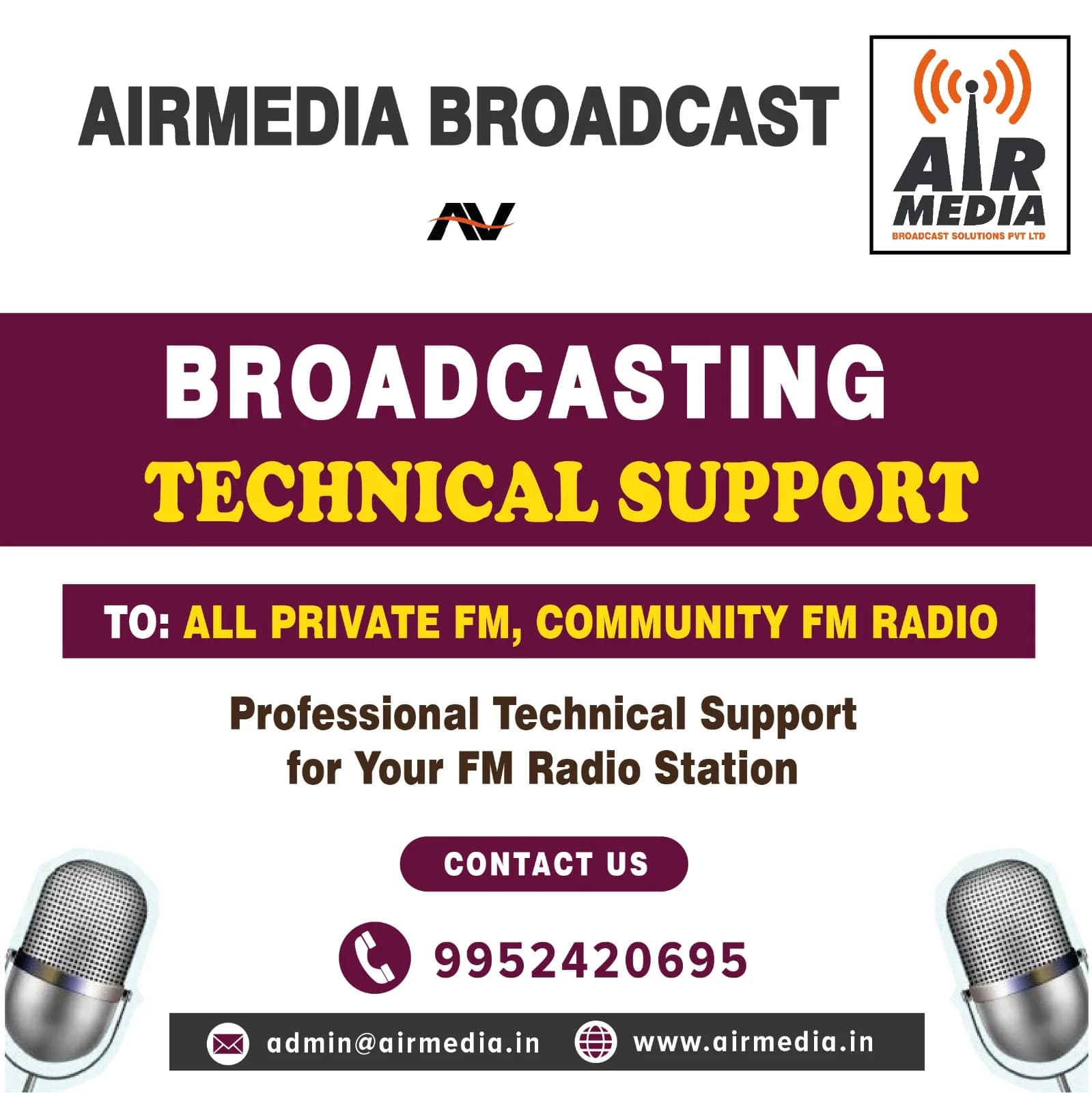 AirMedia Broadcast Solutions – FM Radio Services Across India,DPL License holde in india, Approved by Ministry of Information and Broadcasting and Ministry of Telecommunications