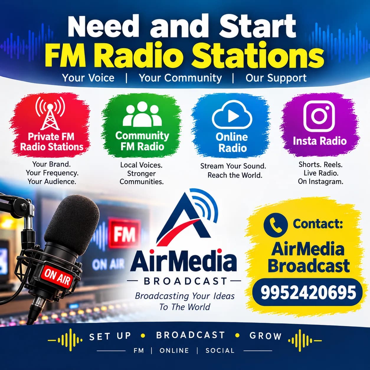 AirMedia Broadcast Solutions – FM Radio Services Across India,DPL License holde in india, Approved by Ministry of Information and Broadcasting and Ministry of Telecommunications