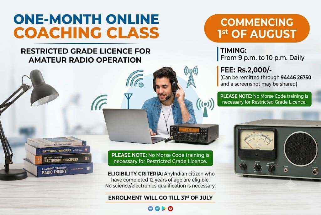Learn Amateur Radio: Online Coaching Class for Restricted Grade Licence Announced