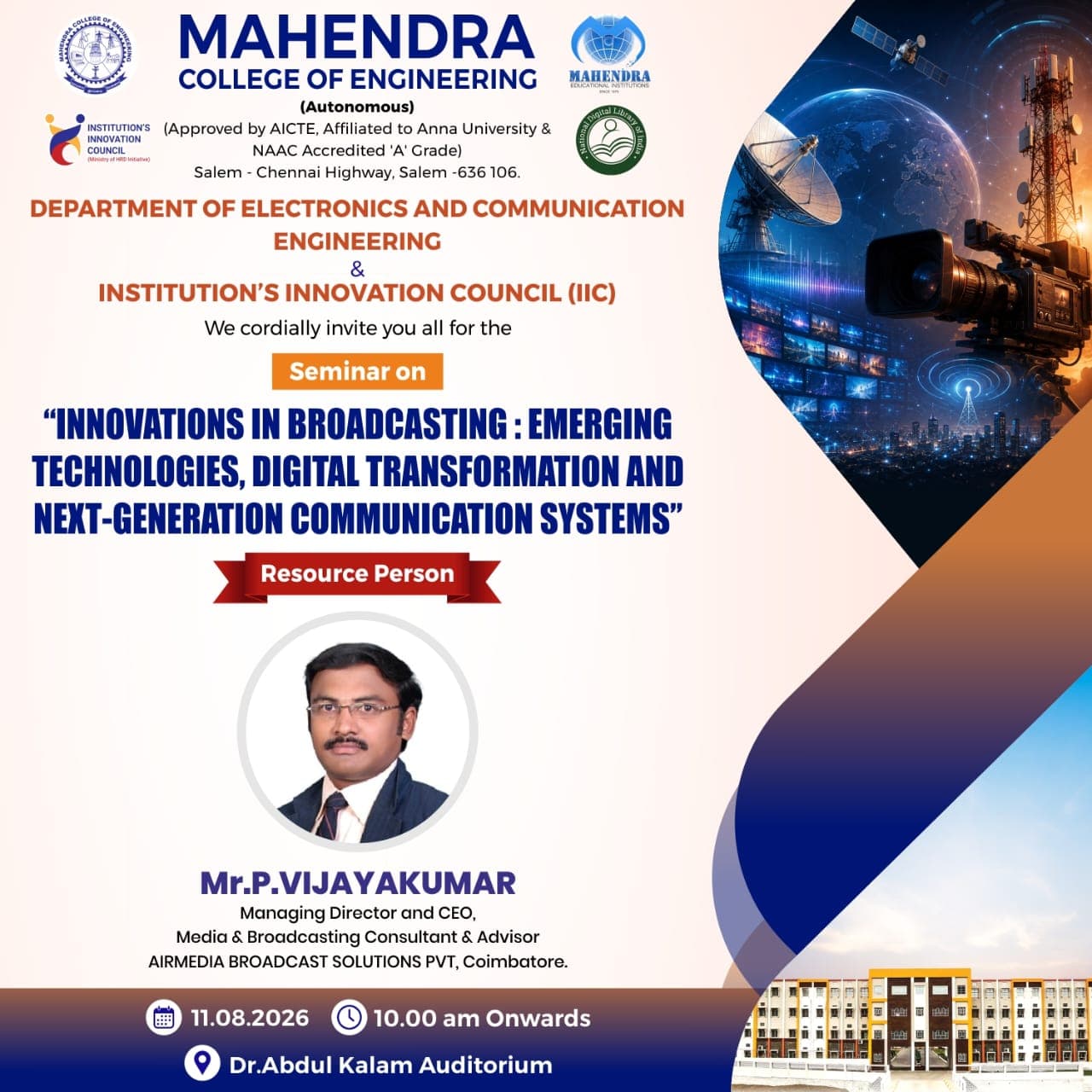 Innovations in Broadcasting at Mahendra College of Engineering-Salem