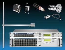 FM transmitter and amplifier with dipole antenna, RF connectors, and broadcast accessories